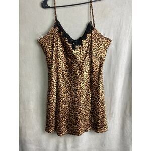 Plus Size Sophia by Delicates Leopard Print Slip Dress XL Vintage Lingerie 1x
